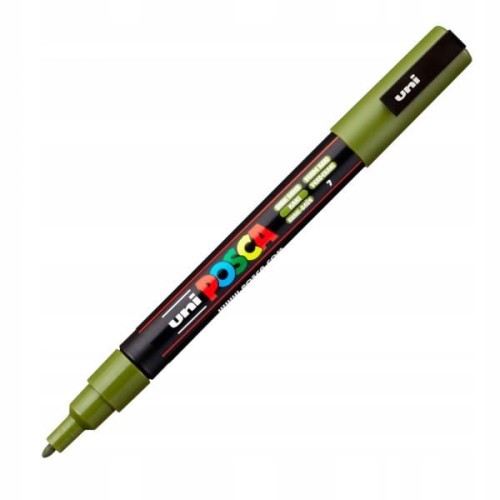 Marker z farbą plakatową okrągły 0,9-1,3mm UNI POSCA PC-3M khaki zielony (zieleń) NR 7 1szt.