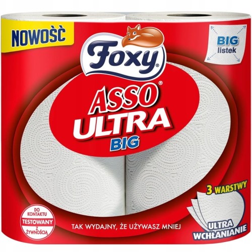 Ręcznik papierowy kuchenny biały celuloza 3-warstwowy 16,3m 65 listków FOXY ASSO ULTRA BIG