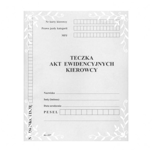 Teczka na akta ewidencyjne kierowcy A4 kartonowa 1 sztuka