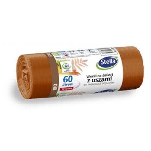 Worki na śmieci 60L LDPE 25µm STELLA do segregacji brązowe 14szt. (bBIO)