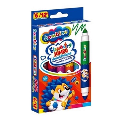 Pisaki 12 kolorów dwustronne JUMBO BAMBINO 6szt.