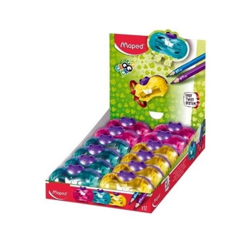Temperówka plastikowa z pojemnikiem podwójna MAPED CROC CROC TWIST mix kolorów 1szt