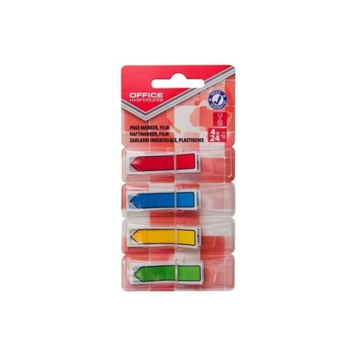 Zakładki indeksujące 12x43mm PP neon strzałki 4x24szt. OFFICE PRODUCTS 96szt.
