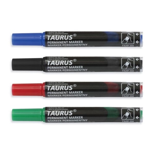 Marker permanentny z tłoczkiem okrągły TAURUS czarny 1szt.