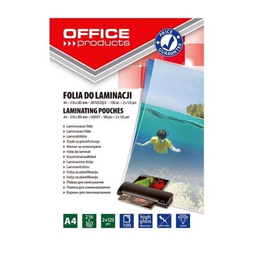 Folia do laminowania A4 216x303mm 125mic OFFICE PRODUCTS 100szt