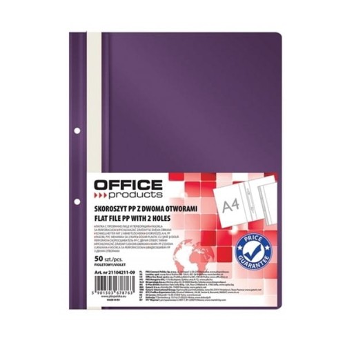 Skoroszyt wpinany A4 miękki 2 otwory OFFICE PRODUCTS fioletowy