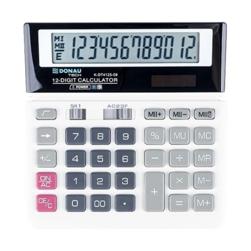 Kalkulator 12 pozycyjny DONAU TECH K-DT4125-09 155x152x28mm biały