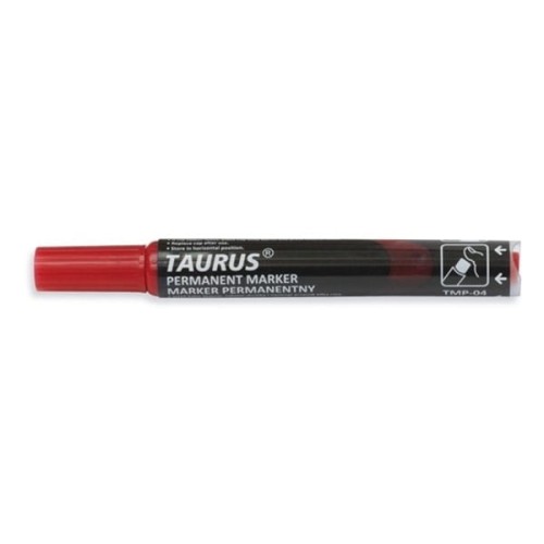 Marker permanentny z tłoczkiem okrągły TAURUS czerwony 1szt.