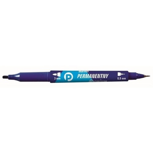 Marker permanentny dwustronny 0,8 i 3mm TETIS  niebieski 1szt.
