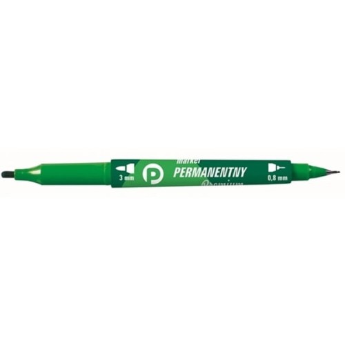 Marker permanentny dwustronny 0,8 i 3mm TETIS  zielony 1szt.