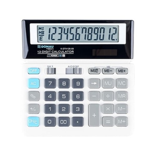Kalkulator 12 pozycyjny DONAU TECH K-DT4126-09 155x152x28mm biały