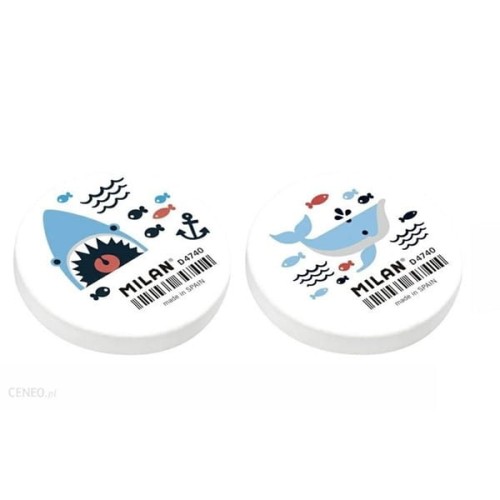 Gumka do mazania okrągła 4,7x0,8cm MILAN SHARK ATTACK mix wzorów 1szt.