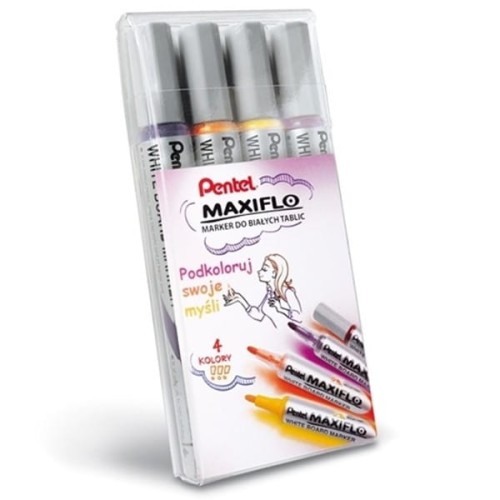 Marker suchościeralny z tłoczkiem okrągły 1,1-2,2mm PENTEL MAXIFLO MWL5S 4 kolory