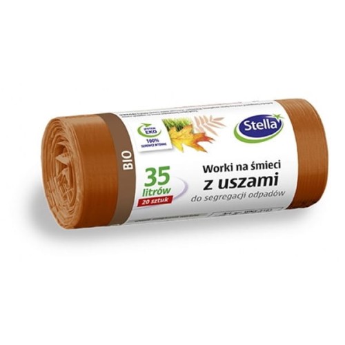 Worki na śmieci 35l LDPE 30µm STELLA do segregacji brązowe 20szt.