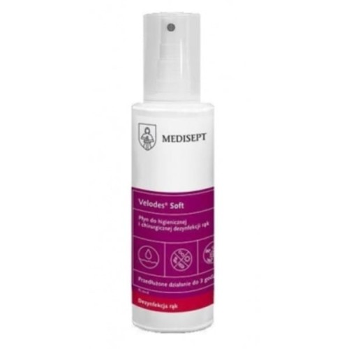 Płyn do higienicznej i chirurgicznej dezynfekcji (antybakteryjny) rąk VELODES SOFT MEDILINE 250ml SPRAY 1szt.