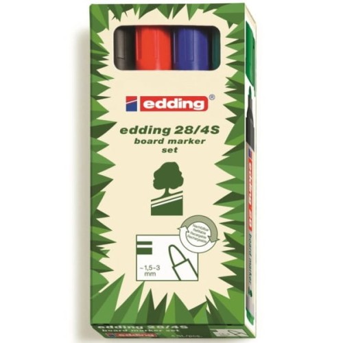 Marker suchościeralny i do flipchartu okrągły EDDING 28 ECOLINE 4 kolory