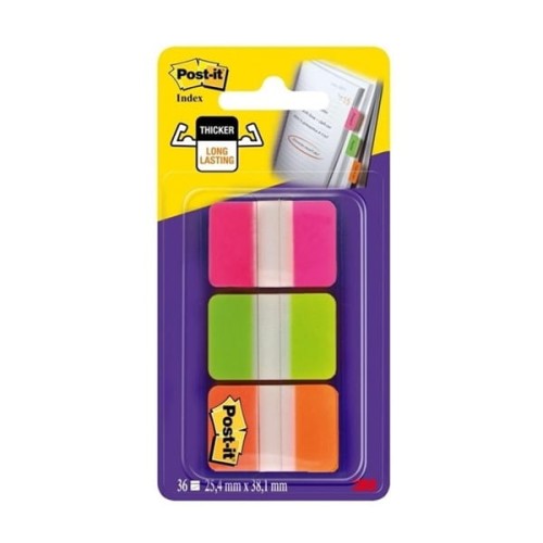 Zakładki indeksujące POST-IT SILNE neonowe 686-PGO 38x25mm, 3x22