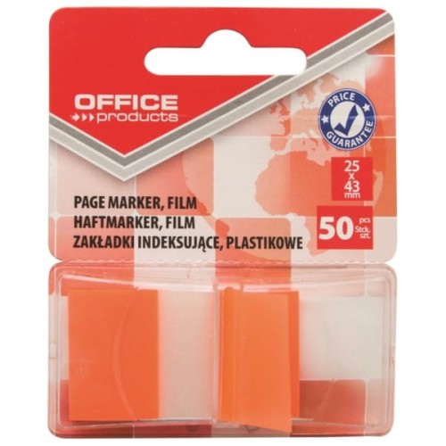 Zakładki indeksujące 25x43mm PP 1x50szt. OFFICE PRODUCTS pół transparentne pół pomarańczowe 50szt.