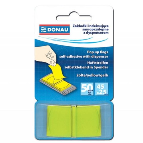 Zakładki indeksujące PP 25x45mm 50szt. żółte DONAU