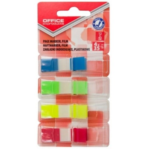 Zakładki indeksujące 12x43mm PP 4x35szt. OFFICE PRODUCTS 140szt.