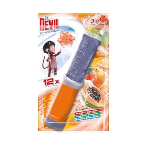 Krążek żelowy do toalety/wc 75ml DR.DEVIL 3w1 TROPIC FRUIT/TROPIKALNE OWOCE/POMARAŃCZOWY 12 APLIKACJI 1szt