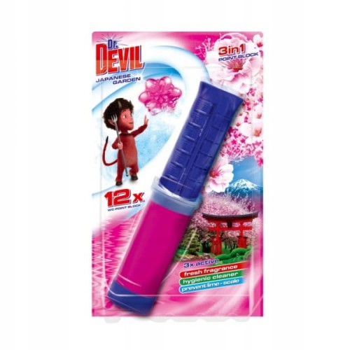 Krążek żelowy do toalety/wc 75ml DR.DEVIL 3w1 JAPANESE GARDEN/JAPOŃSKI OGRÓD/RÓŻOWY 12 APLIKACJI 1szt