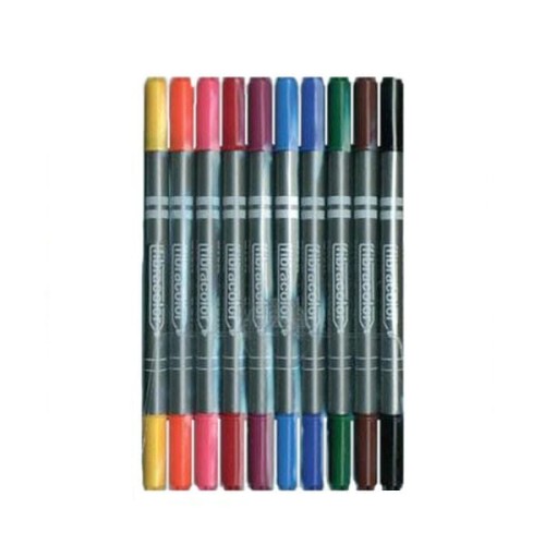 Pisaki 10 kolorów dwustronne FIBRACOLOR 10szt.