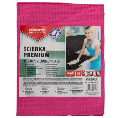 Ścierka Premium OFFICE PRODUCTS wiskoza 34x45cm 3 sztuki