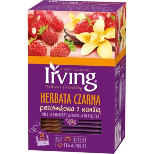 Herbata czarna kopertowana IRVING poziomkowa z wanilią 20 kopertek