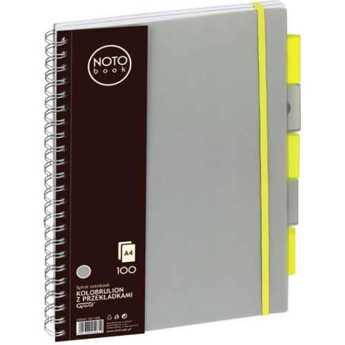 Kołozeszyt A4/100 kratka PP z przekładkami NOTEBOOK szary