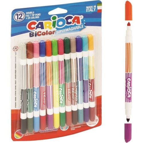 Pisaki dwustronne 24 kolory CARIOCA Bicolor 12 szt.