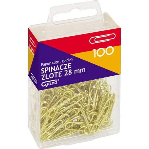 SPINACZE BIUROWE 28MM OKRĄGŁE ZŁOTE GRAND 100SZT -110-1633-