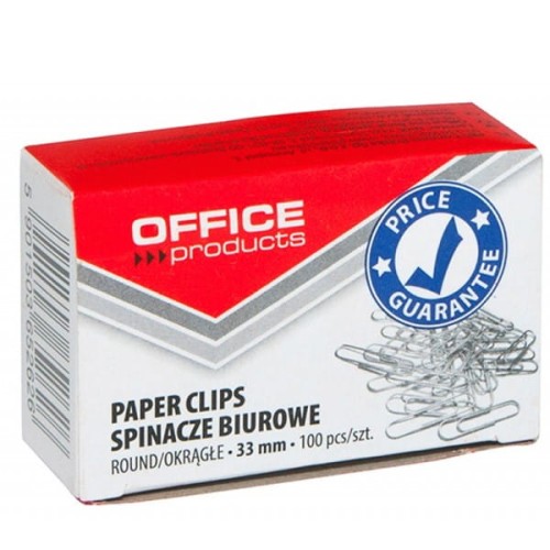 Spinacze biurowe 33mm okrągłe OFFICE PRODUCTS