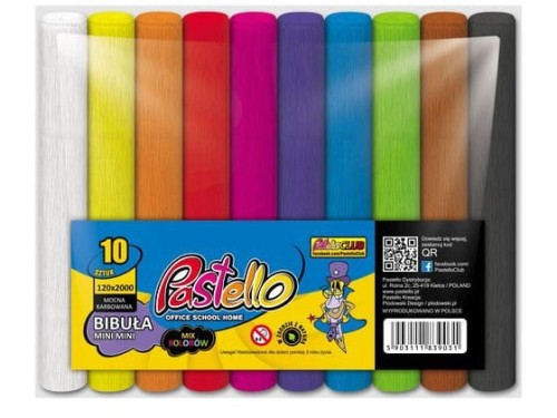 Bibuła marszczona mini mini 12cm x 200cm zestaw mix 10szt.