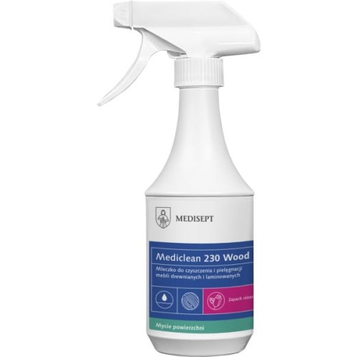 Mleczko do czyszczenia i pielęgnacji mebli wood clean MEDICLEAN 500ml rozpylacz -mc230-