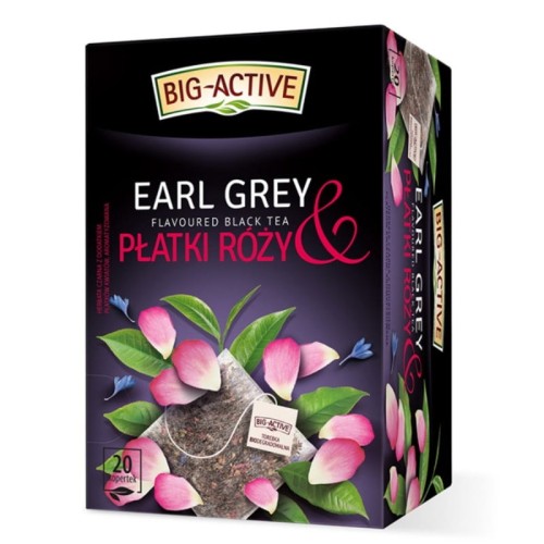 Herbata czarna ekspresowa BIG-ACTIVE EARL GREY z płatkami róży 20szt.