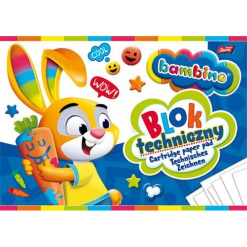 Blok techniczny A4/190g 10 kartek BAMBINO biały 1szt.