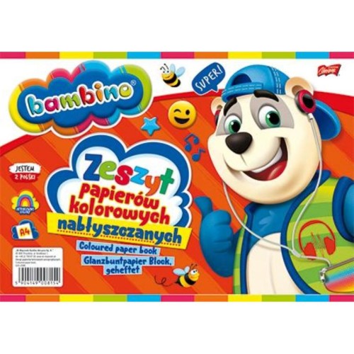 Papier kolorowy nabłyszczany A4 10 kolorów 90g BAMBINO 1szt.