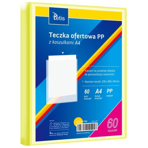 Teczka ofertowa PP z 60 koszulkami Tetis A4 żółta