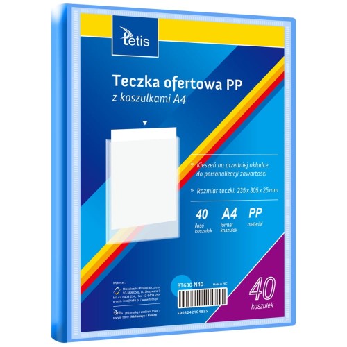 Teczka ofertowa PP z 40 koszulkami Tetis A4 niebieska