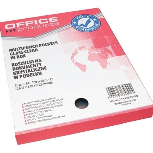 Koszulka zawieszkowa w pudełku A4 55mic krystaliczna OFFICE PRODUCTS 100szt.