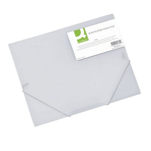 Teczka z gumką Q-Connect, PP, A4, 400mikr., 3-skrz., transparentna biała
