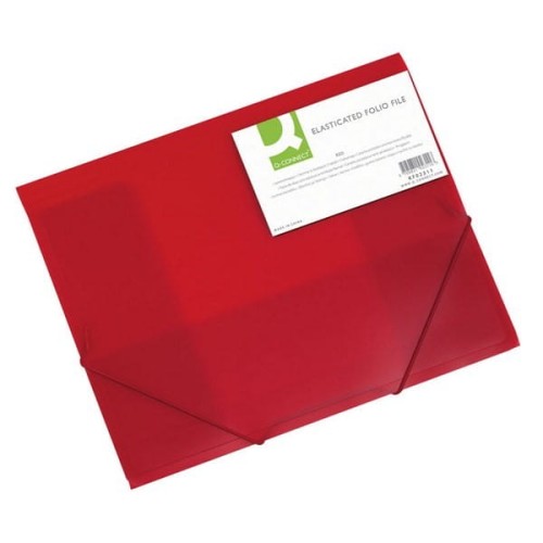 Teczka z gumką Q-Connect, PP, A4, 400mikr., 3-skrz., transparentna czerwona