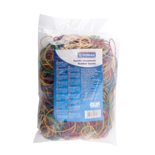 Gumki recepturki 60x1,5x1,5 mm dł. 10cm Donau, 500g, mix kolorów