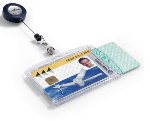 Identyfikator holder na dwie karty magnetyczne z mechanizmem ściągającym 54x85mm 10 sztuk