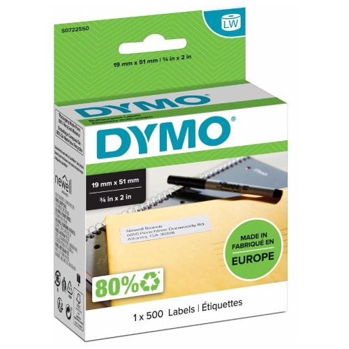 Etykiety na rolce dymo papierowe termiczne 19x51mm usuwalne 500etykiet białe