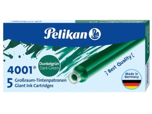 Naboje do pióra Pelikan GTP/5 4001 długie ciemno zielone