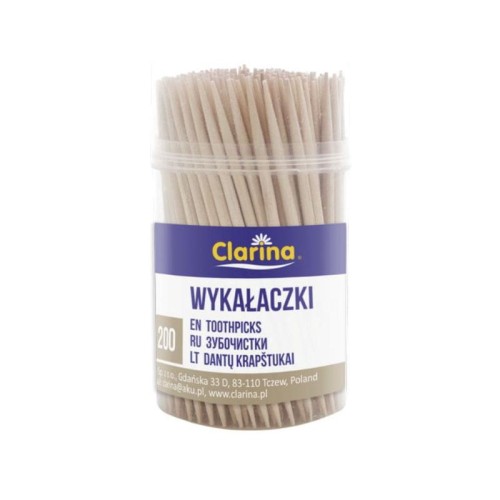 Wykałaczki drewniane Clarina baryłka 200 sztuk