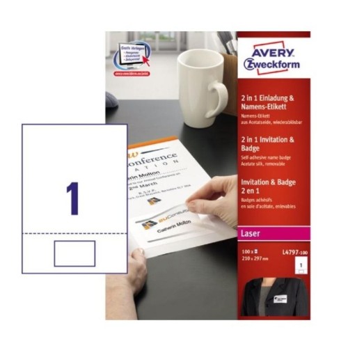 Zaproszenie z identyfikatorem 80 x 50 mm AVERY ZWECKFORM 100szt