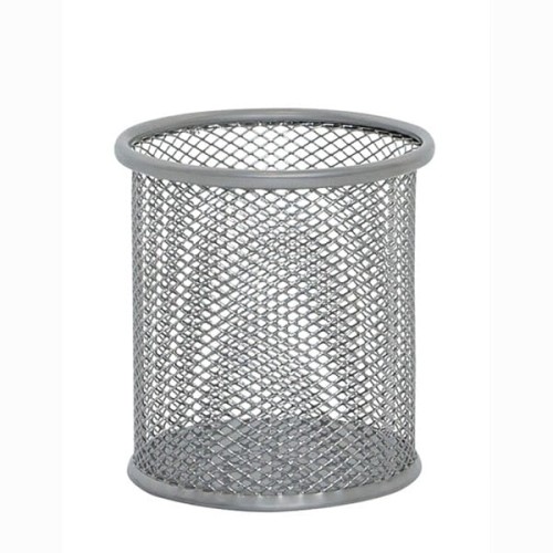 Kubek na długopisy metalowy siatka Q-CONNECT Office Set srebrny /KF00846/